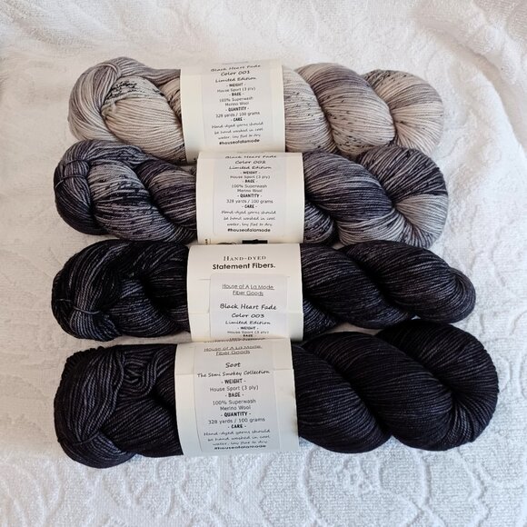 NWT RARE LE House of A La Mode Sport Yarn Set - 6 skeins - Black Heart F… - Picture 3 of 3